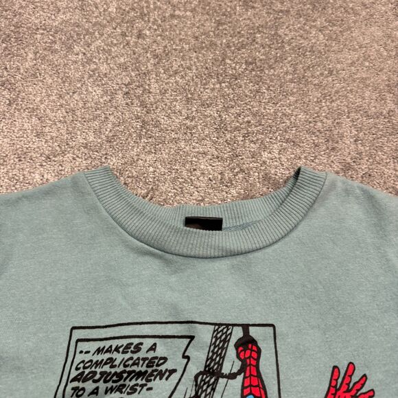 Marvel The Amazing Spider Man Graphic Pullover Sweatshirt Mens XL Teal Crew Neck - Picture 10 of 16